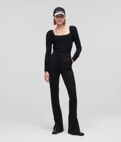 KARL LAGERFELD PUNTO-HOSE MIT KARL-LOGO UND GESCHLITZTEN KNÖCHELBÜNDCHEN