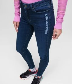KARL LAGERFELD BLAUE SKINNY-JEANS MIT KARL-LOGO