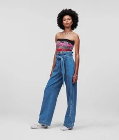 KARL LAGERFELD PAPERBAG-JEANS MIT WEITEM BEIN