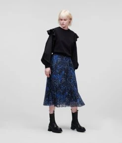 KARL LAGERFELD FALTENROCK MIT GALAXY-PRINT