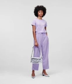 KARL LAGERFELD SIGNATUR-T-SHIRT MIT STRASSVERZIERUNG