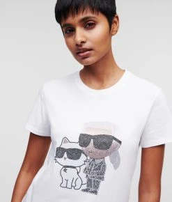 KARL LAGERFELD KARL IKONIK -KARL-&-CHOUPETTE-T-SHIRT MIT STRASS