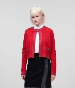 KARL LAGERFELD STRICKJACKE MIT STRASSVERZIERUNG
