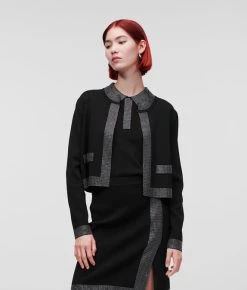 KARL LAGERFELD STRICKJACKE MIT STRASSVERZIERUNG