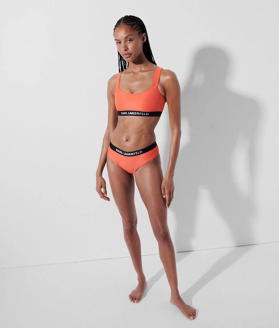 KARL LAGERFELD BIKINIOBERTEIL MIT ÜBERKREUZTEN TRÄGERN UND KARL-LOGO
