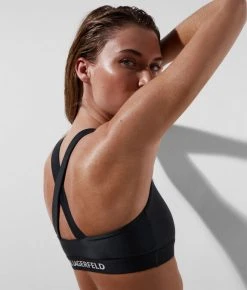 KARL LAGERFELD BIKINIOBERTEIL MIT ÜBERKREUZTEN TRÄGERN UND KARL-LOGO