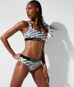 KARL LAGERFELD BIKINIOBERTEIL MIT ÜBERKREUZTEN TRÄGERN UND KARL-LOGO
