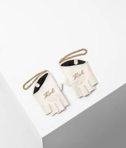 KARL LAGERFELD K/SIGNATURE FINGERLOSE HANDSCHUHE MIT KETTE