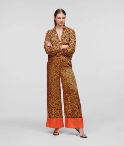 KARL LAGERFELD HOSE MIT WEITEM BEIN UND LEOPARDEN-PRINT