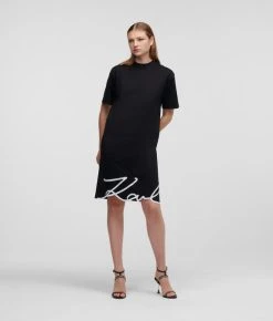 KARL LAGERFELD T-SHIRT-KLEID MIT KARL-SIGNATUR-SAUM