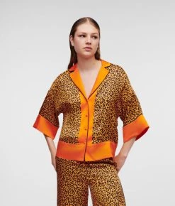 KARL LAGERFELD PYJAMA-HEMD MIT LEOPARDEN-PRINT