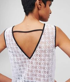 KARL LAGERFELD KL MONOGRAM SPITZENTOP