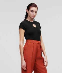 KARL LAGERFELD BODYSUIT MIT ZIER-AUSSCHNITTEN