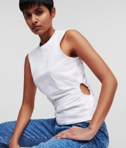 KARL LAGERFELD TANKTOP MIT GERAFFTEM ZIERAUSSCHNITT