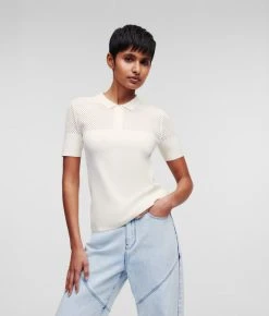 KARL LAGERFELD POINTELLE-STRICK-POLOHEMD