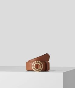 KARL LAGERFELD MITTELBRAUNER K/DISK  LEDERGÜRTEL